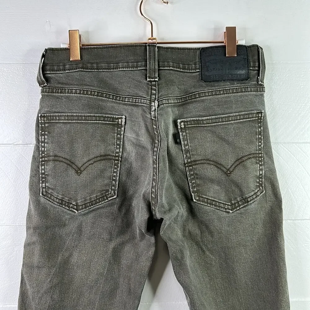 LEVI'S 511 Gray Green Cotton Denim Jeans Straight Leg Pants Size 29 x 32‎